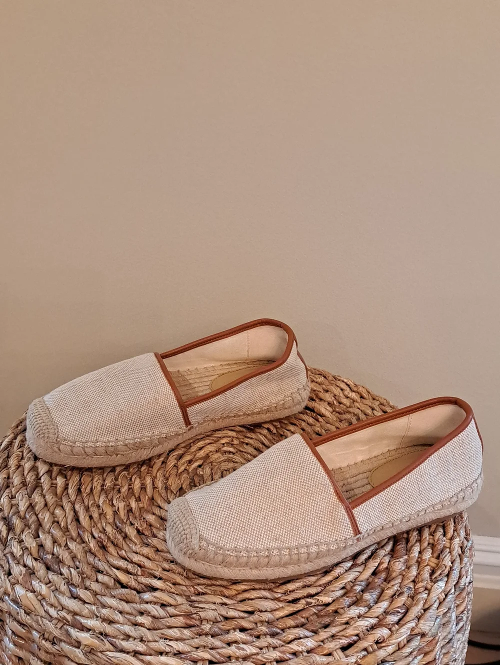 NWOT J.Crew Factory Womens Summer Beige Linen Canvas Espadrille Loafers 7.5
